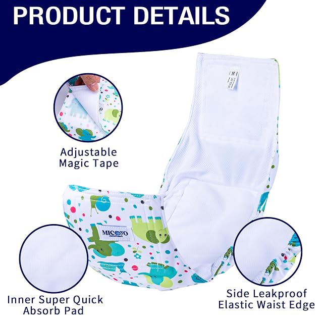 MICOOYO Bandas Lavables para el Vientre para Perros Masculinos, Pañales Reutilizables