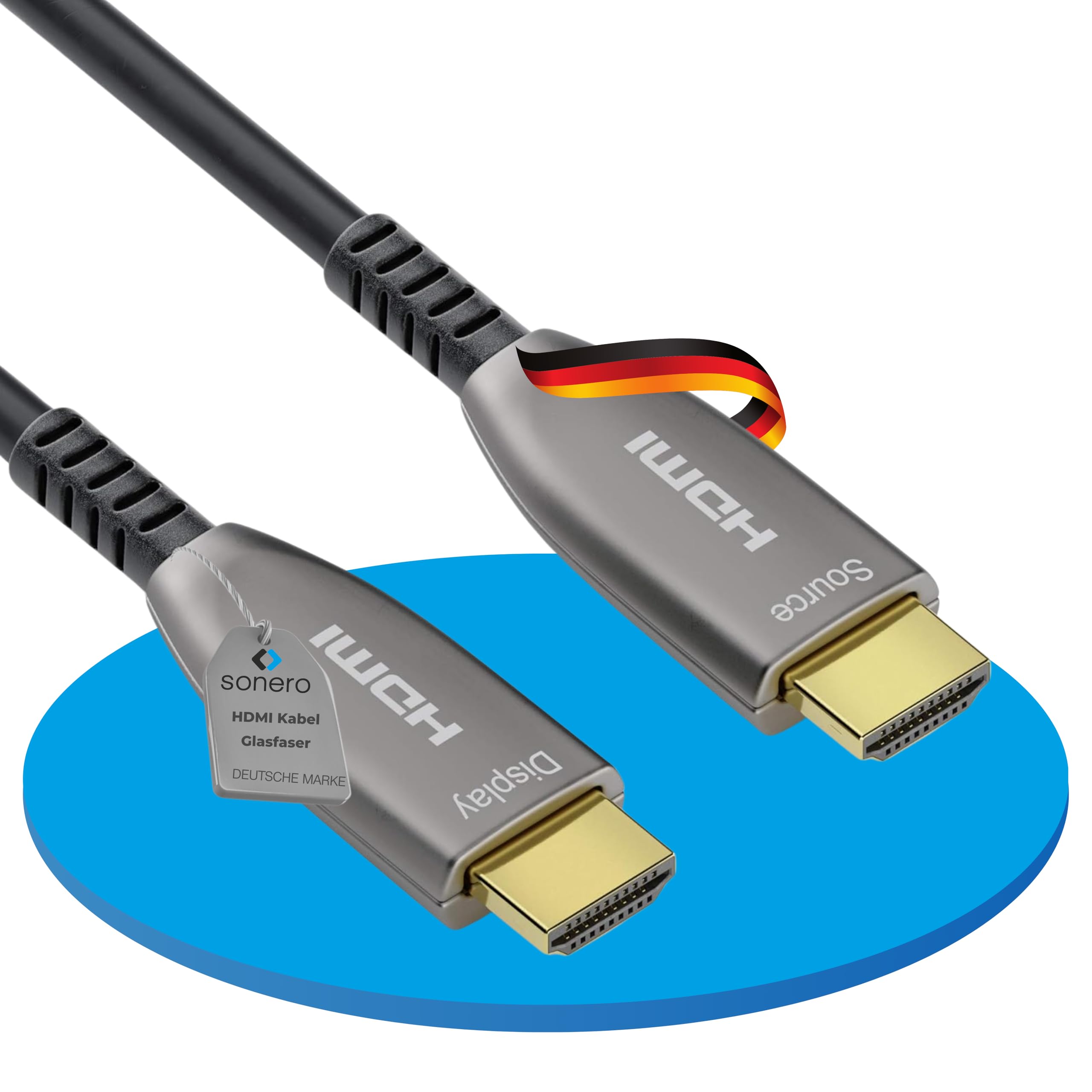 Sonero 40 m HDMI Cable 2.0b, Fibre Optic Hybrid, UHD 2160P, 4K60Hz, 4:4:4, HDR, 18Gbps, Black