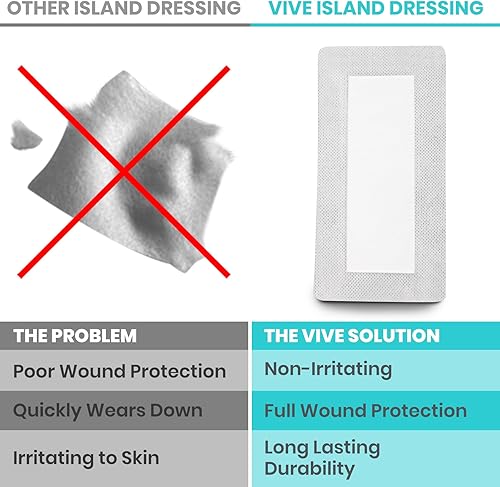 Miniatura 6 de Gasa adhesiva de 4 x 8 pulgadas (15 unidades) Aderezo de isla antiadherente con bordes Apósito absorbente para el cuidado de heridas Vendaje