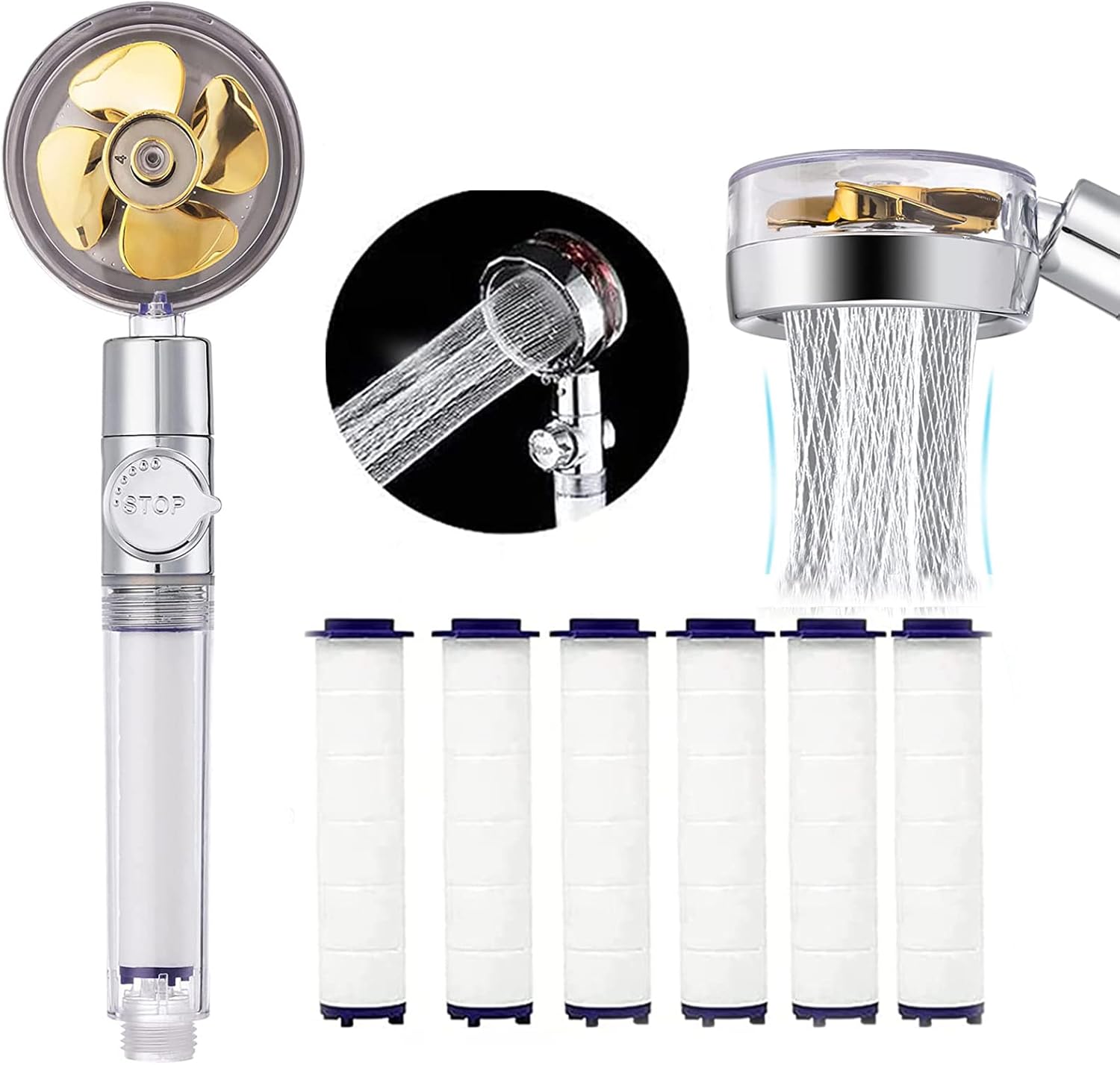 Hochdruck Duschkopf Mit Turbo-Lüfter - Wassersparende Regendusche Mit 360° Drehgelenk