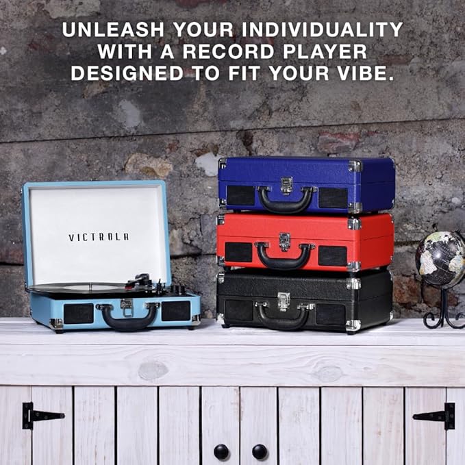 Victrola Tocadiscos portátil Bluetooth con altavoces miniatura 4