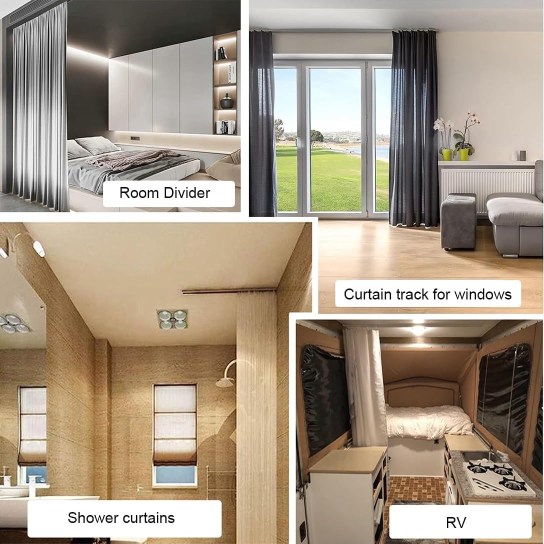 Heavy Duty 3.9FT Aluminum Alloy Curtain Track System - Ceiling/Wall Mount Sliding Room Divider Rod, Silent Operation, Durable Champagne Finish for Smooth Gliding