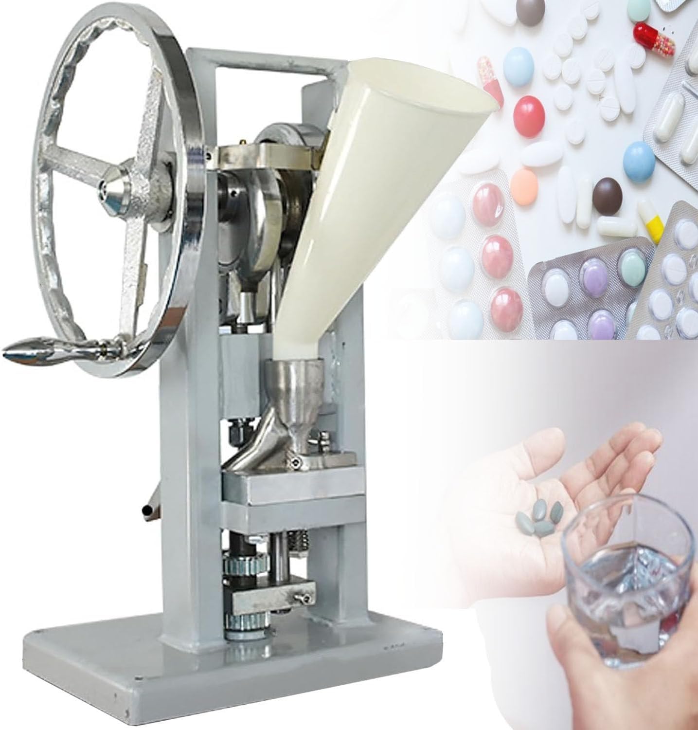 2mm Manual Punch Press 0-2000 Pieces/Hour, 0-6mm Thickness Adjustable, Home Kitchen Press Tool Device