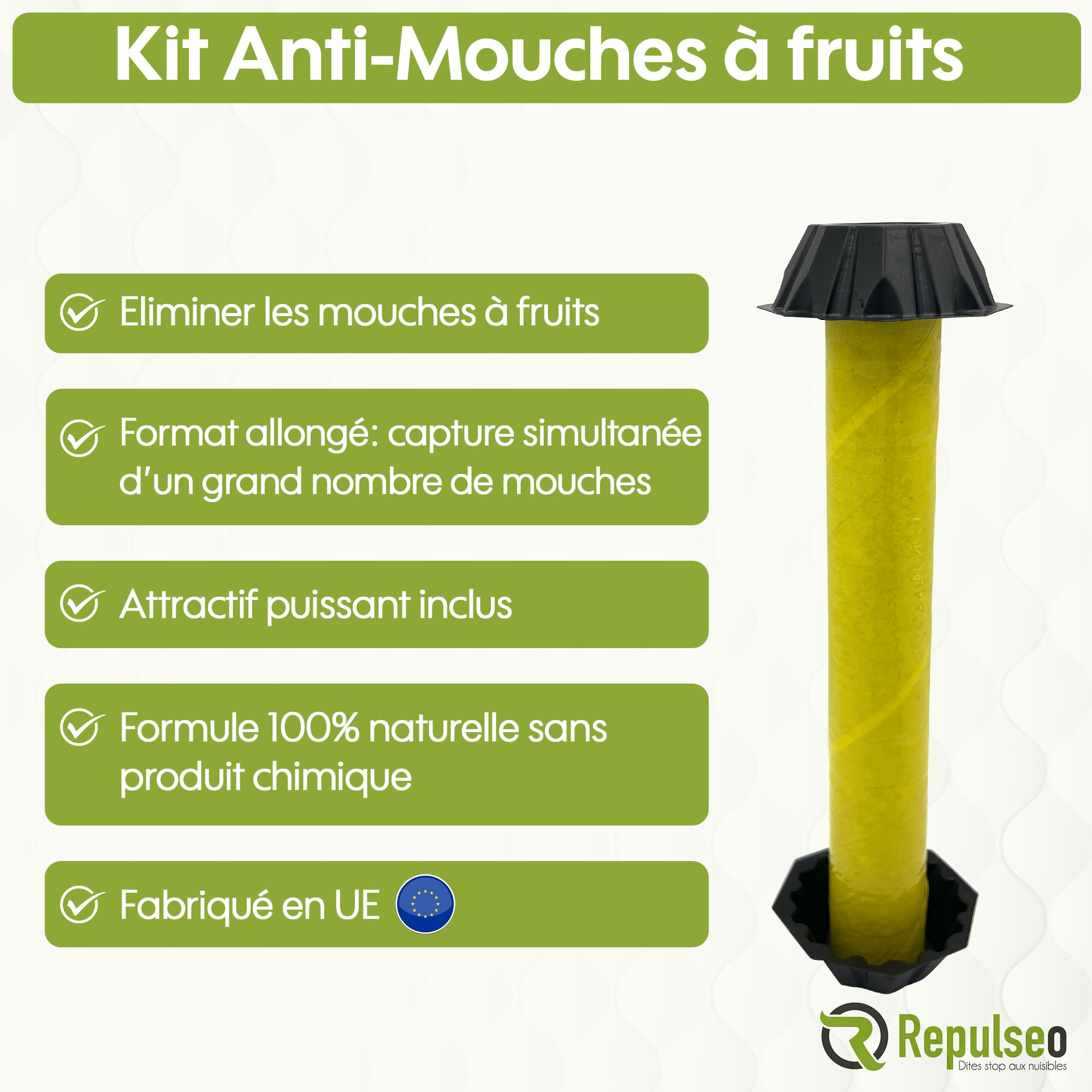 Piège à Mouches des Fruits ✯Made in UE✯, Anti Moucherons Intérieur, Attrape Moucherons Cuisine, Piege Moucherons et Mouchettes Fruits intérieur [Remède Naturel et sans Insecticide]