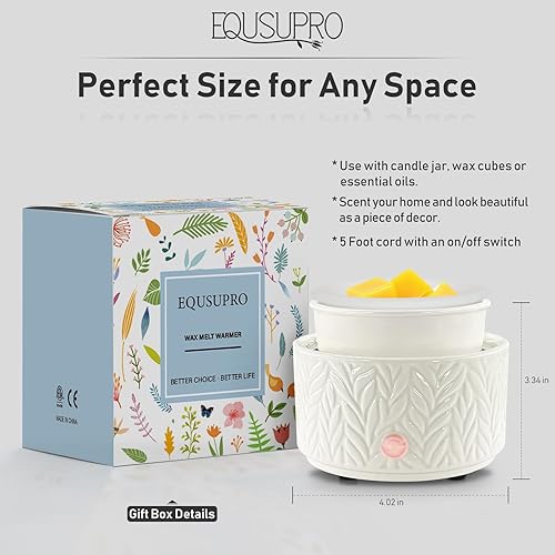 Miniatura 6 de EQUSUPRO Calentador de cera para cera perfumada  con 1 calentador de cera de silicona para platos, calentador de cera de cerámica 3 en 1, quemador