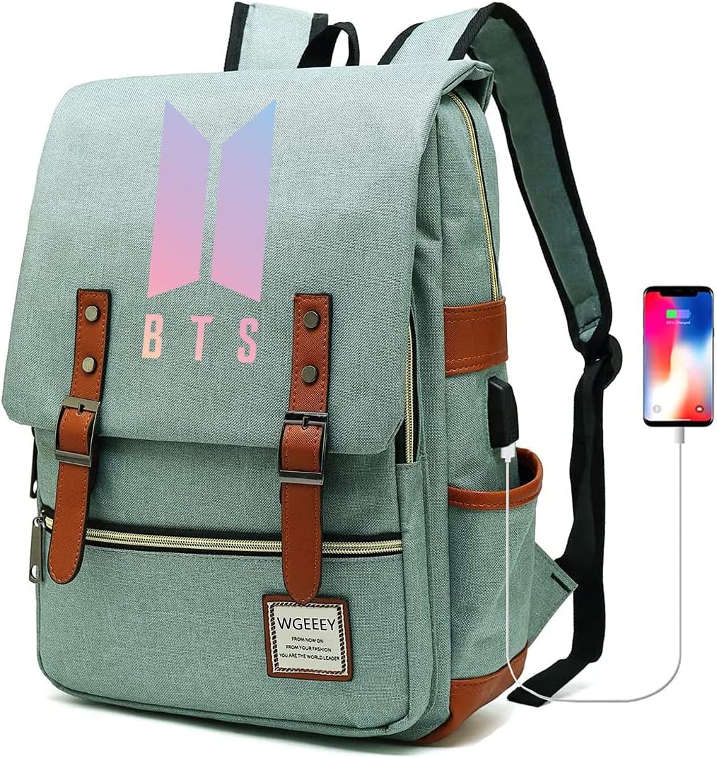 ZHENGGEKpop BTS School Backpack Merchandise, BTS Book Bag Casual Laptop Backpack for Army Gifts