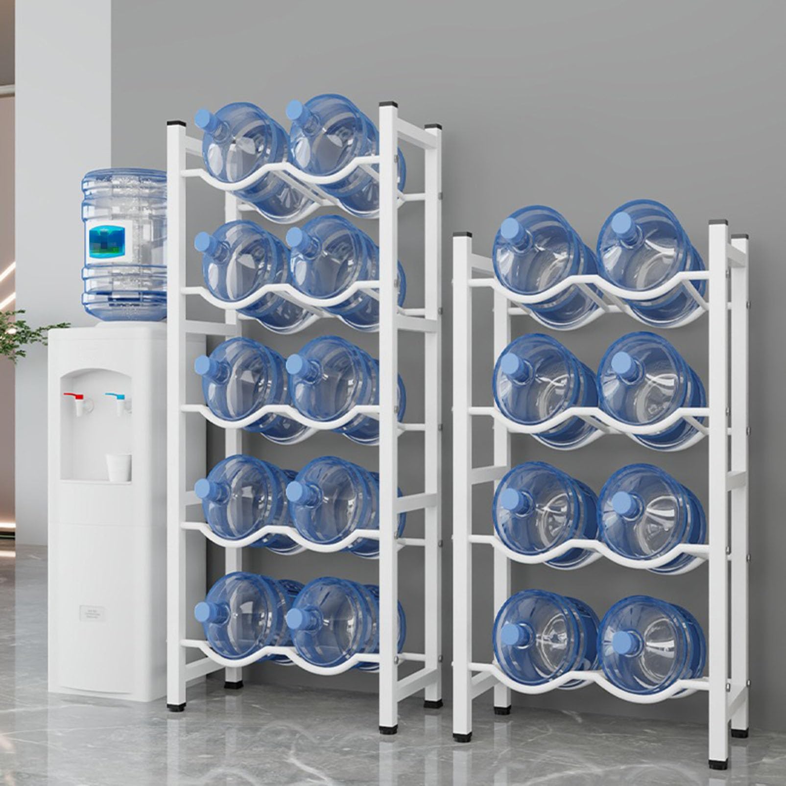 Soporte y dispensador de botellas de agua de alta resistencia – Estante de 5 galones para cocina, oficina, despensa, garaje y almacén – Solución de almacenamiento de enfriador de agua
