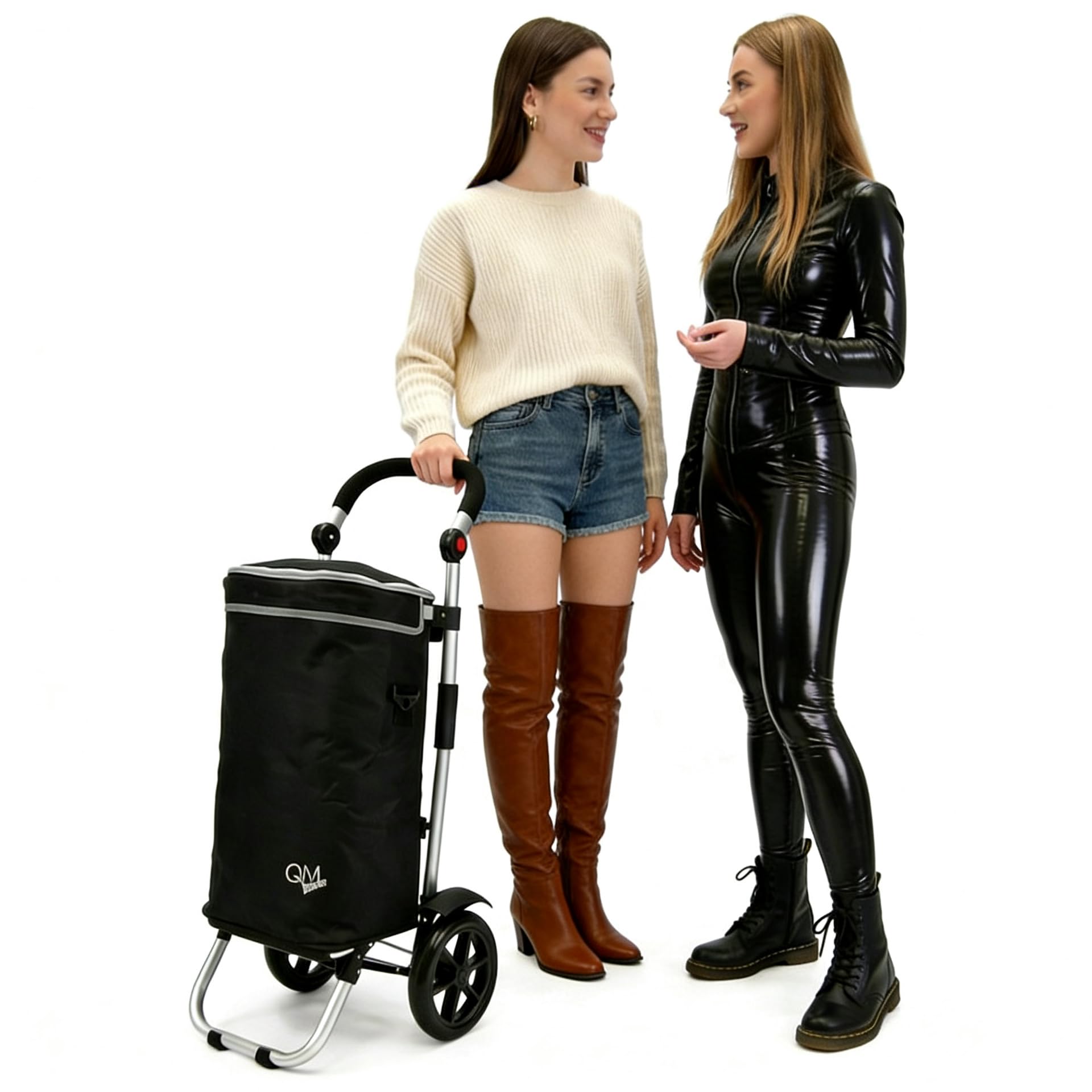 EINKAUFSTROLLEY 40 L faltbar 3in1 mit Kühltasche, schwarz Alurahmen frisch klappbar, robust kugelgelagert