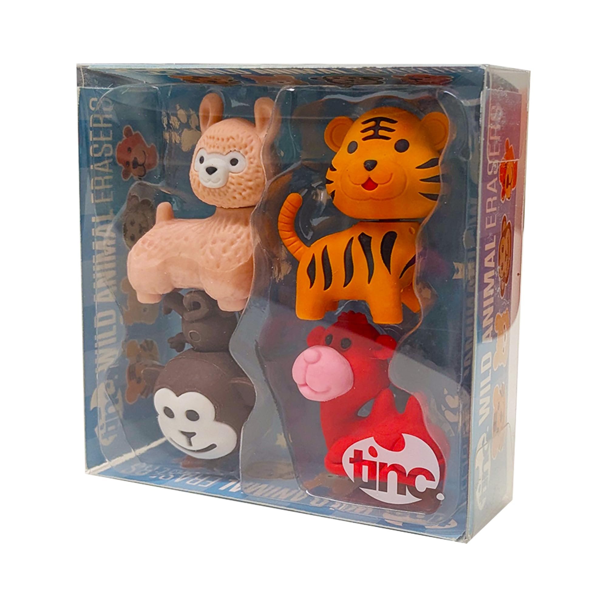 Tinc Wild Animal Erasers Collection Pack for Kids - Use at School & Homework (S4WILDER)