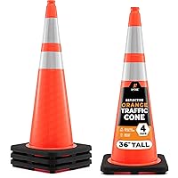 Vista 11 de Xpose Safety Conos de tráfico naranjas de 28 pulgadas con collares de 6 y 4 pulgadas, 1 paquete – Cono de seguridad de plástico PVC multiusos