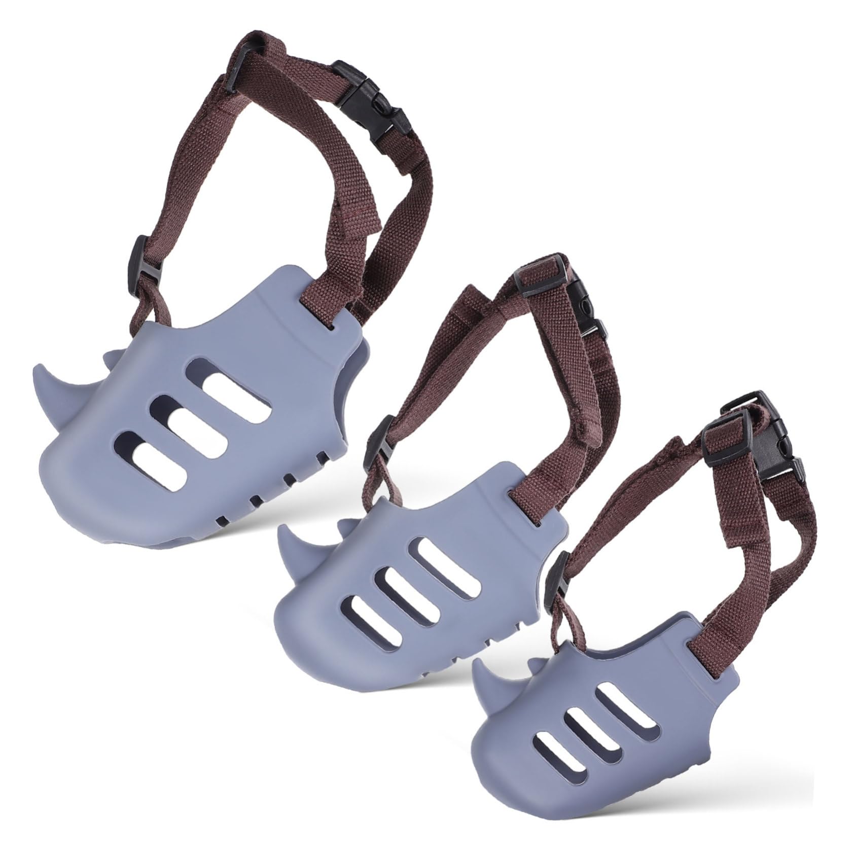BESTonZON 3pezzi Museruola per Cani in Silicone di Museruole Regolabili Antiabbaio Antimasticazione Adatte per Cani di Piccola e Media Accessori Sicuri per Toelettatura e Protezione