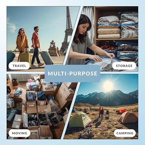 Miniatura 5 de Paquete de 18 bolsas de compresión para viajes, bolsas enrollables que ahorran espacio para almacenamiento de ropa, organizador de viaje compacto