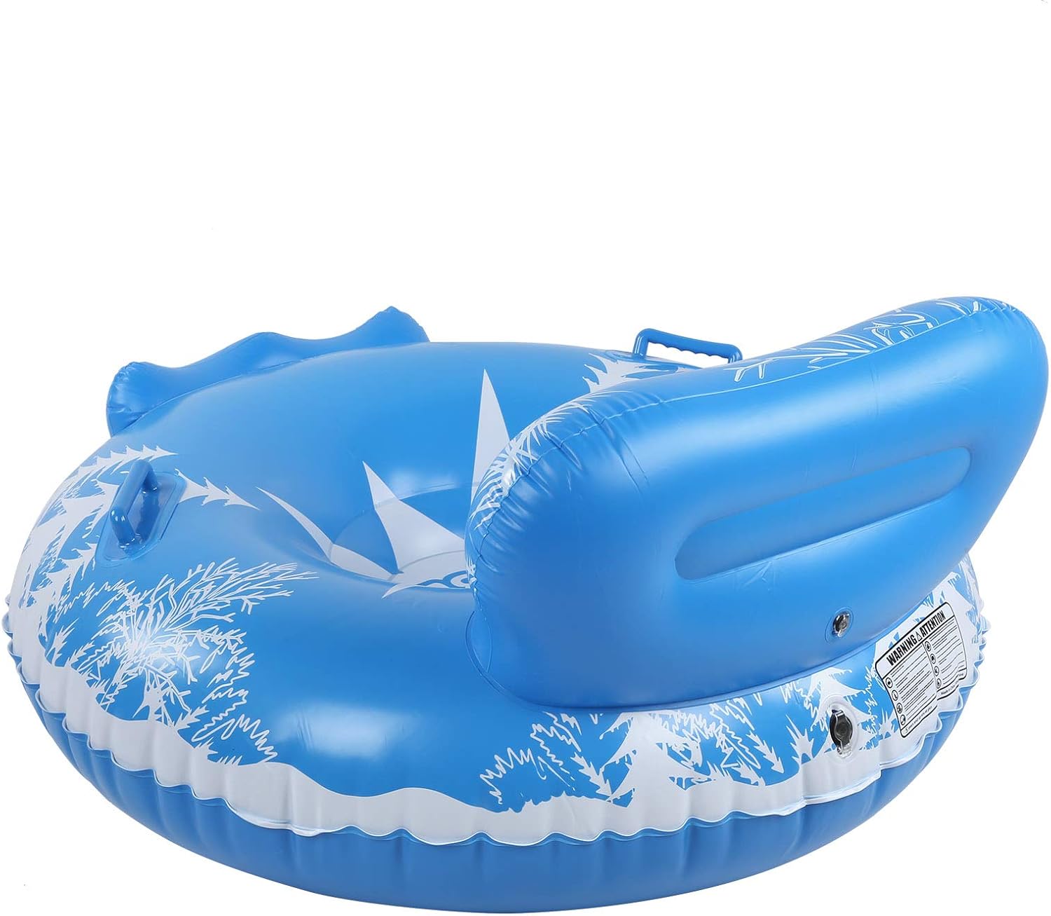 Snow Tube, Blue + White 115x115x66cm PVC Winter Outdoor Inflatable Ski Rings Toy Floated Skiing Board for Children Adults