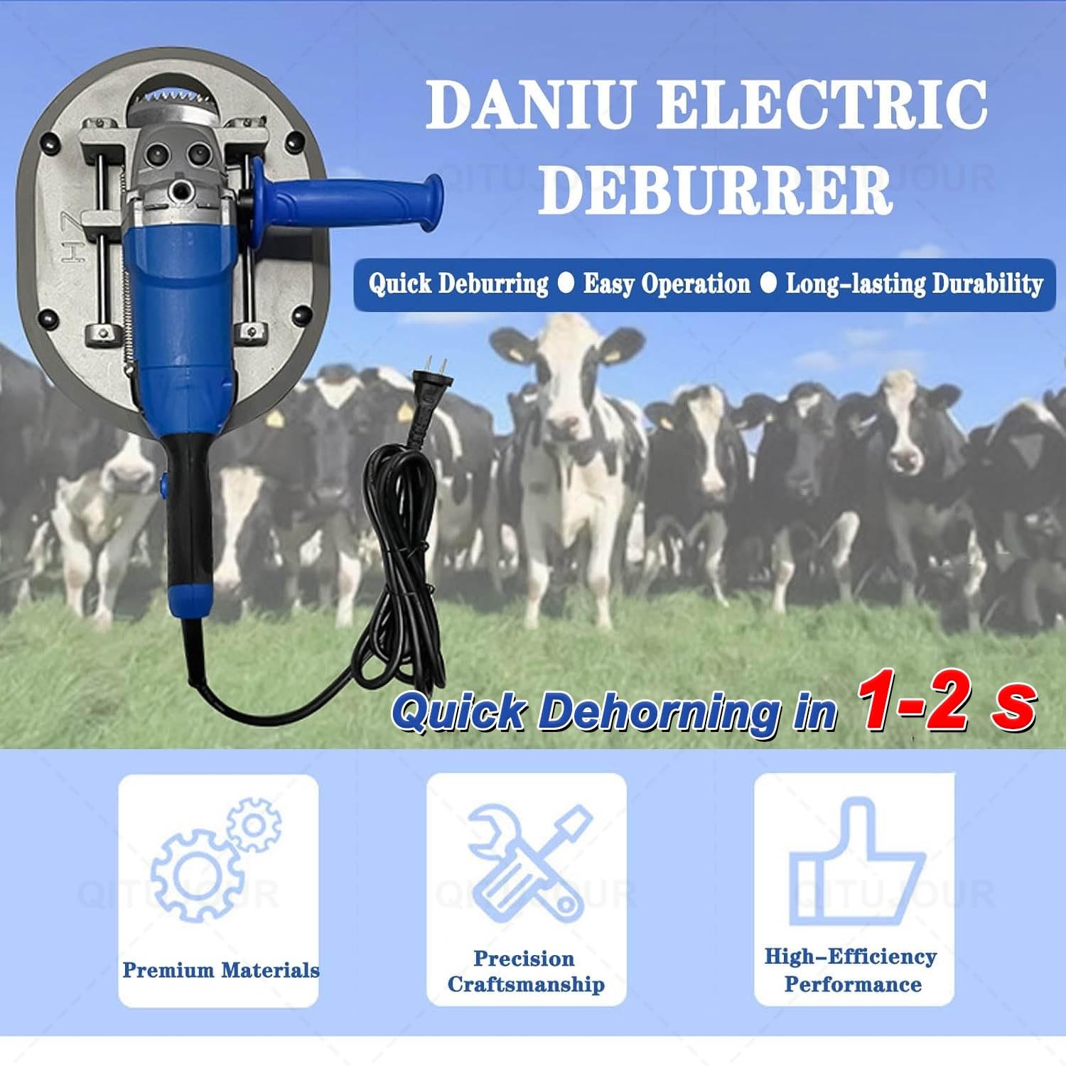 Elektryczny dehorner dla bydła, 1900/2100 W, bezkrwawy łamacz rogów dla dorosłych bydła i owiec, wytrzymałe narzędzie do dehornacji zwierząt gospodarskich