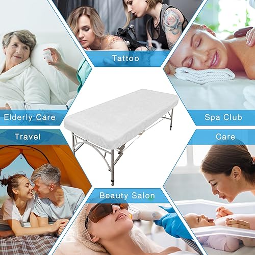 Miniatura 5 de 50 sábanas bajeras desechables de 40 x 87 pulgadas con elástico, fundas desechables para cama de masaje, para spa, salón de belleza, impermeables, a