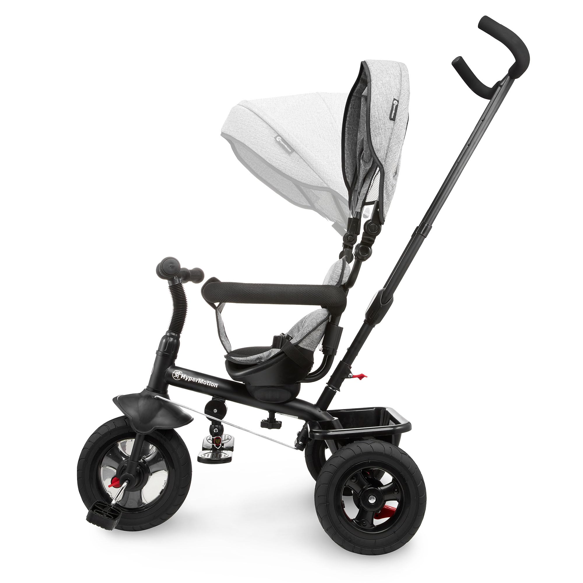 HyperMotion Triciclo Infantil con Manillar para Padres - Bici Bebé 1 Año Evolutiva hasta 20kg - Modelo Similar Kinderkraft con Barra de Empuje - Saltador Bebe Gris