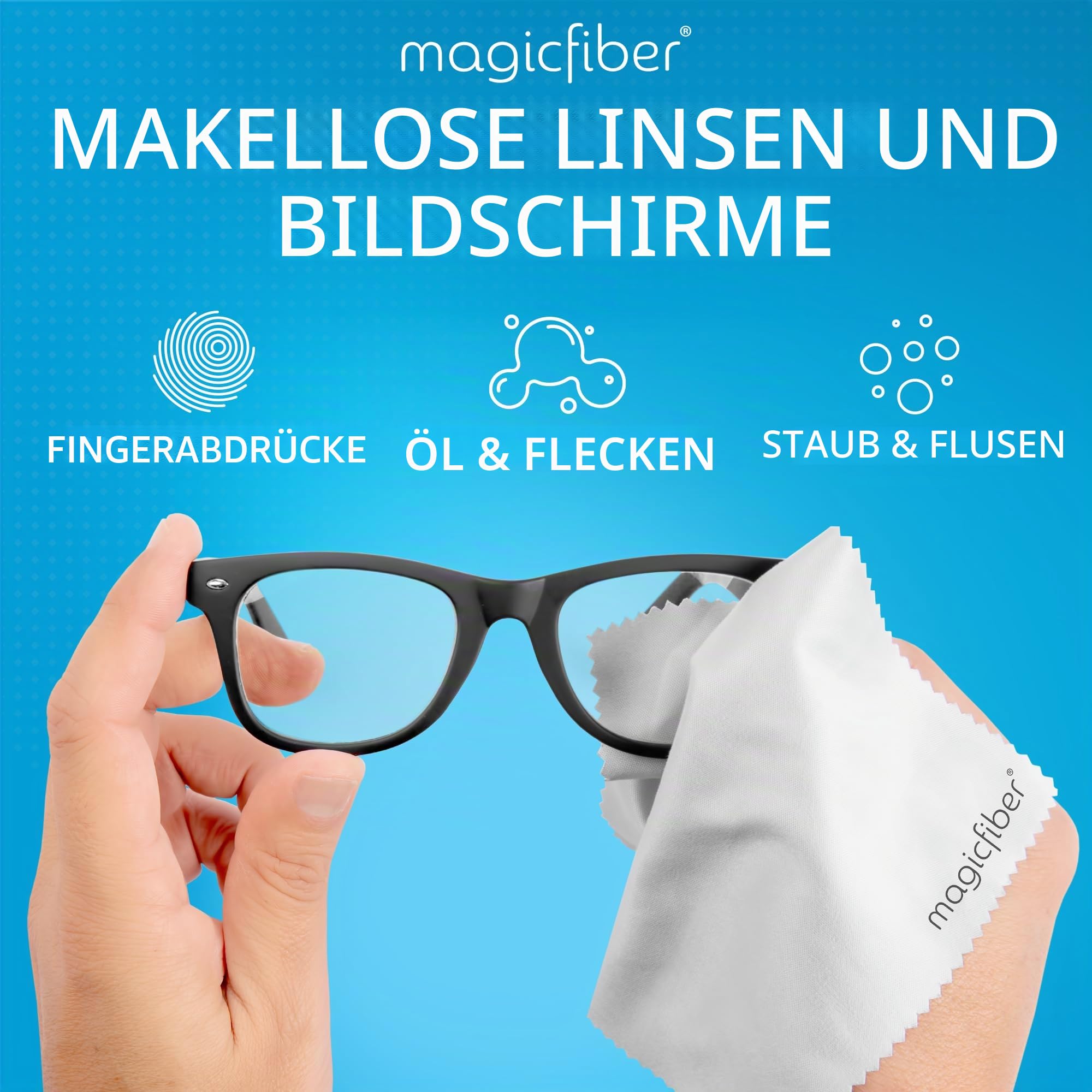 MagicFiber Mikrofaser-Reinigungstücher – für alle LCD-Bildschirme, Tablets, Objektive und andere empfindliche Oberflächen (5 Schwarze und 1 graues, 15,2 x 17,8 cm)