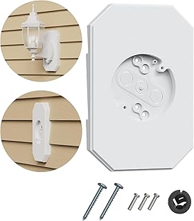Siding Light Mounting Block, 8141DBL White Outdoor Mounting Plate kit with Built-in Electrical Box, Vinyl Siding Block for 1/2 inch Double, 1 Pack