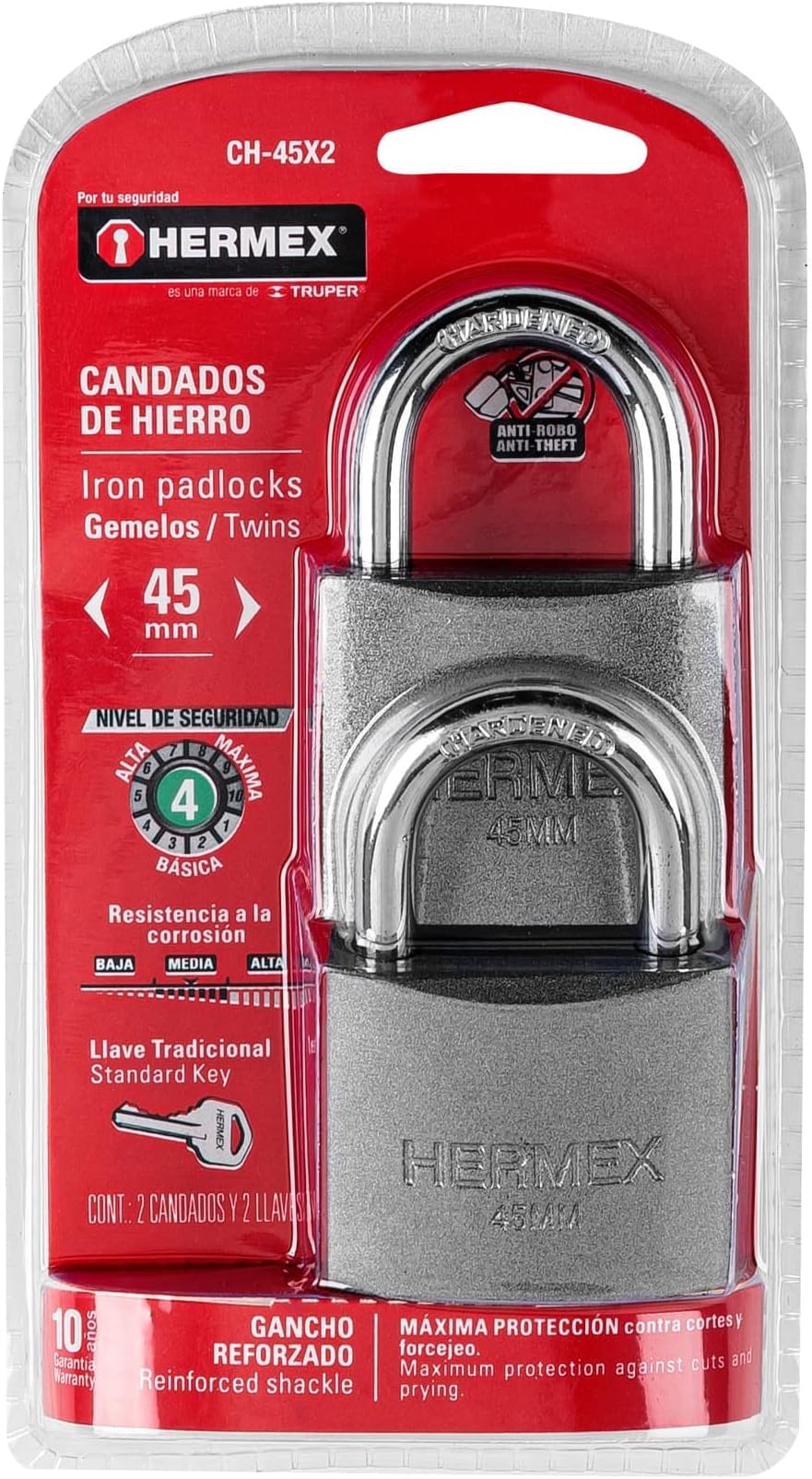 Hermex Basic CH-40P, Candado con cuerpo de hierro de 40mm, en caja