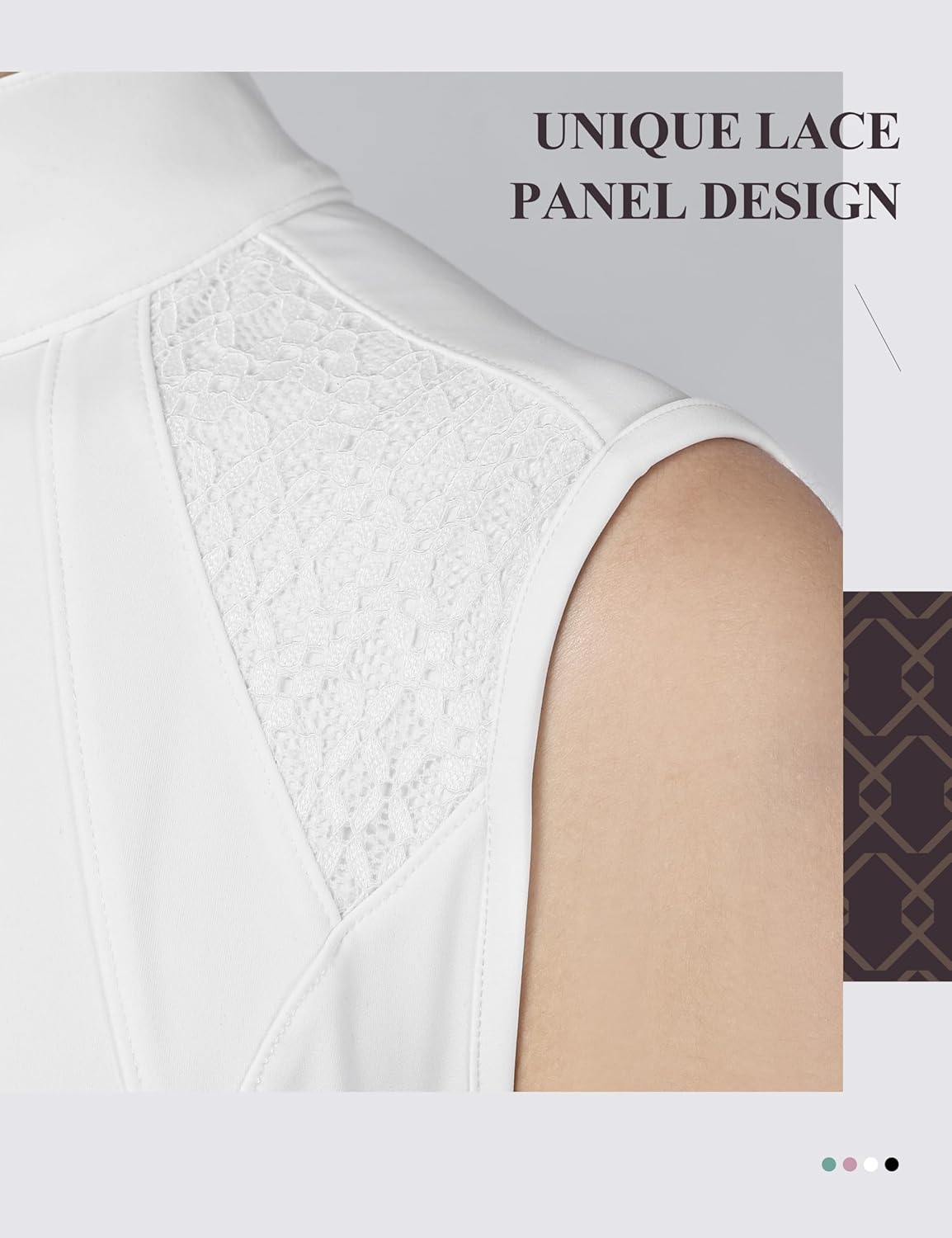 Sleeveless Rider Top with Lace Accent Women's Horse Riding Shirts w/Keyhole Opening No Zipper Equestrian Shirt