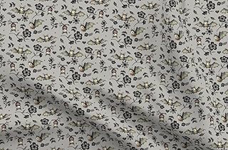 Spoonflower Fabric - Bats and Flowers Gray Floral Halloween Spooky Hearts Novelty October Printed on Petal Signature Cotton Fabric Fat Quarter - Sewing Quilting Apparel Crafts Decor