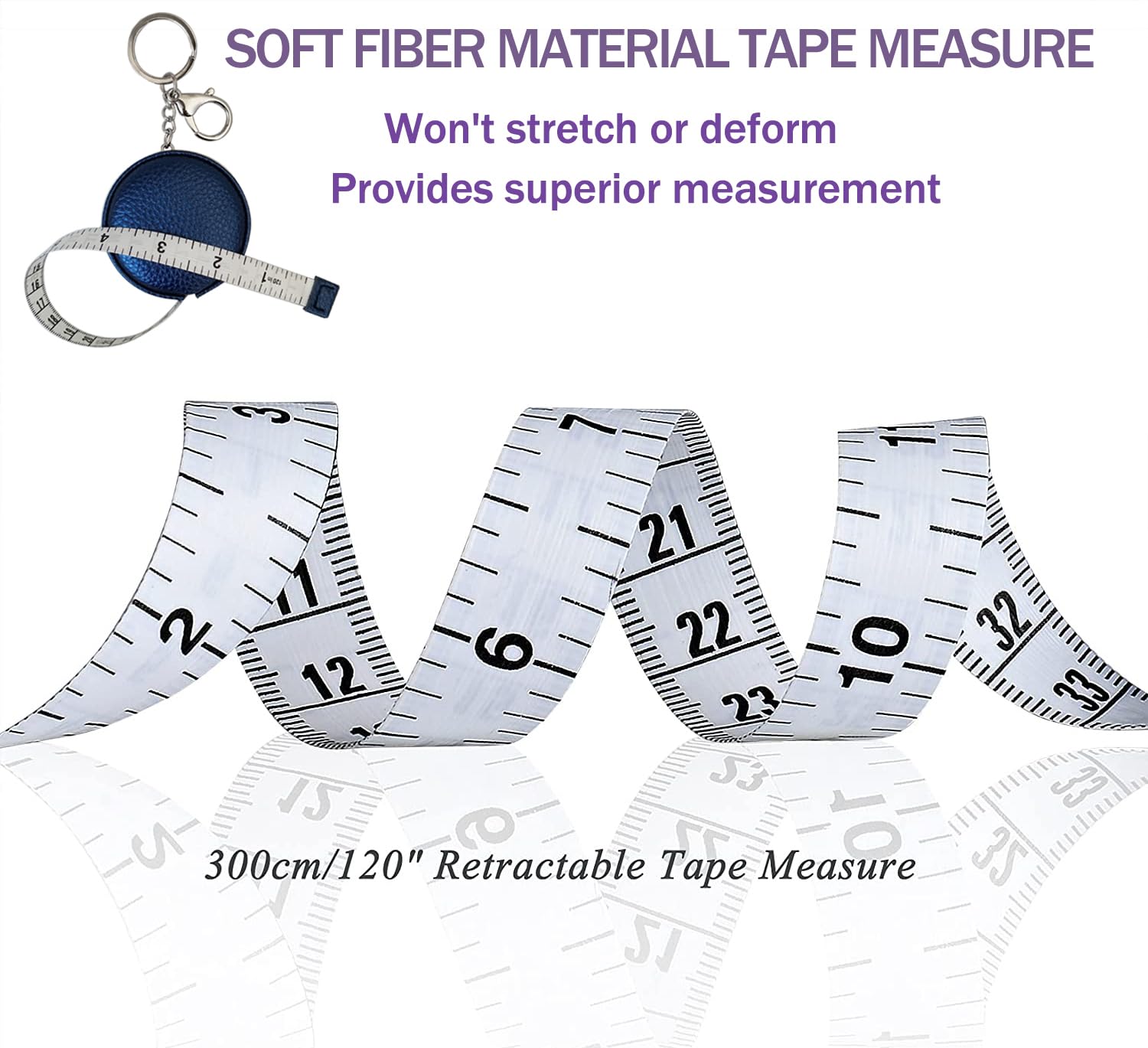 Cinta métrica para medir el cuerpo, doble escala, para costura corporal, regla flexible para mediciones de cuerpo médico, regla, llavero retráctil, mini cinta métrica 300 cm (azul real)