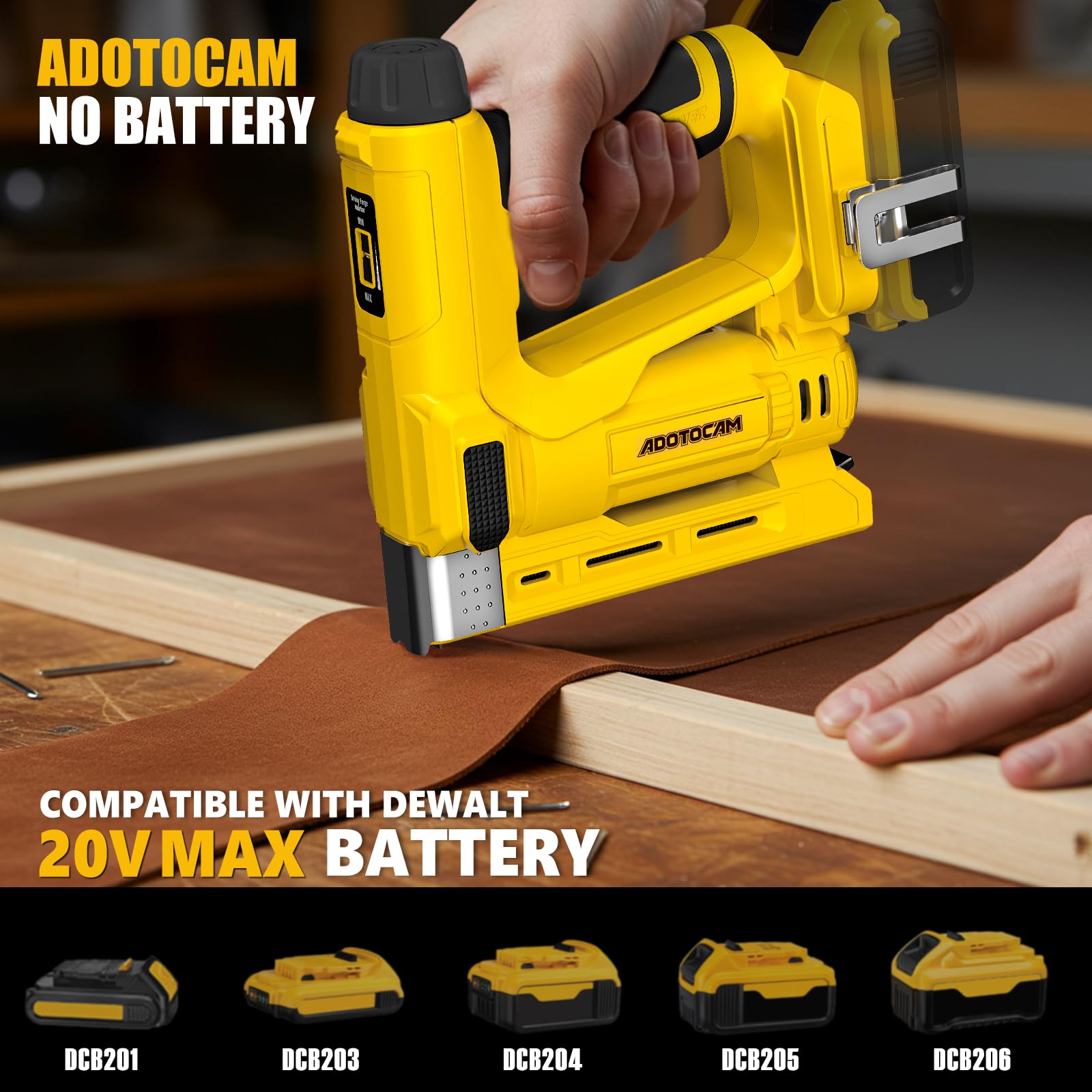 Pistolet do paznokci 18GA do baterii DEWALT 20 V (tylko narzędzie), 2 w 1 bezprzewodowa gwoździarka Brad / zszywacz korony T50, pistolet do paznokci, zasilany baterią z 2000 szt. zszywek i gwoździ, do