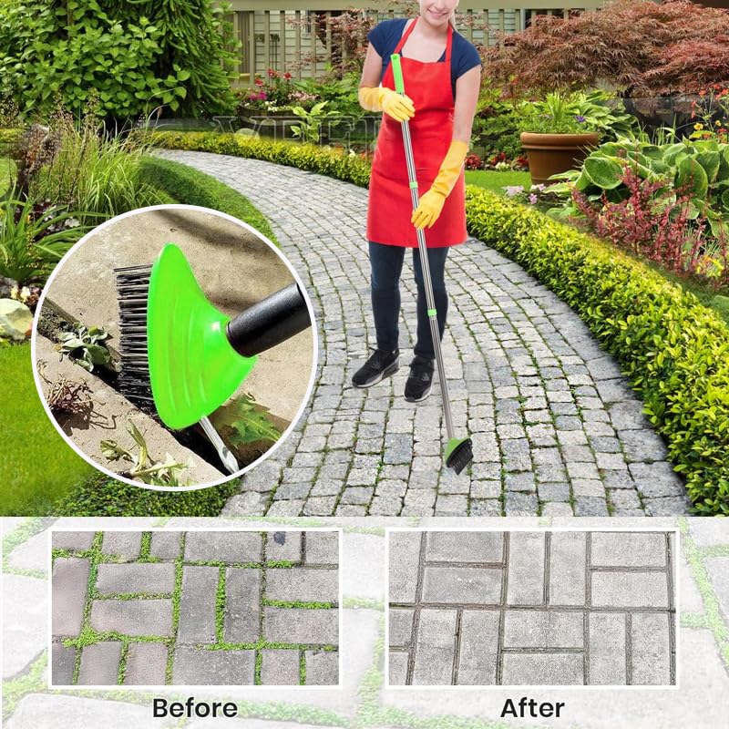 3-in-1 Versatile Weed Brush Combo Set,Triple-Action Garden Tool Set for Weed & Moss Control - 3 Gap Brushes with Removable Handle for Patio, Pavement & Lawn Care (3 Sets)