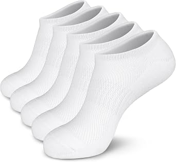 MONFOOT Mens/Womens 5 Pairs Cushion No Show Non slip Socks, Multipack