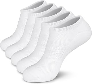 MONFOOT 5 Pairs Cushioned No Show Low Cut Ankle Socks Non-Slip Women Men