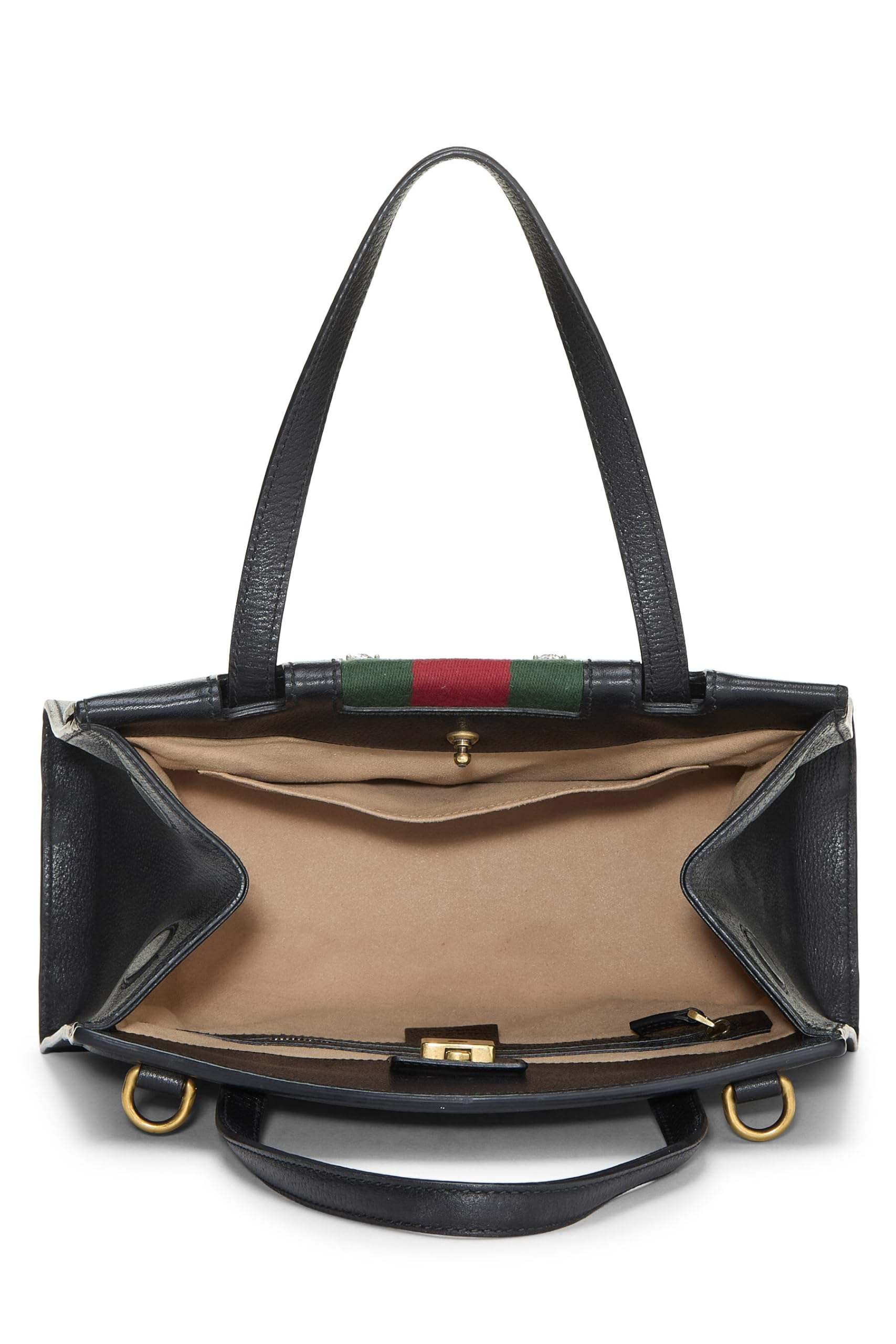 Gucci, Pre-loved Black Leather Butterfly Totem Handbag Medium, Black