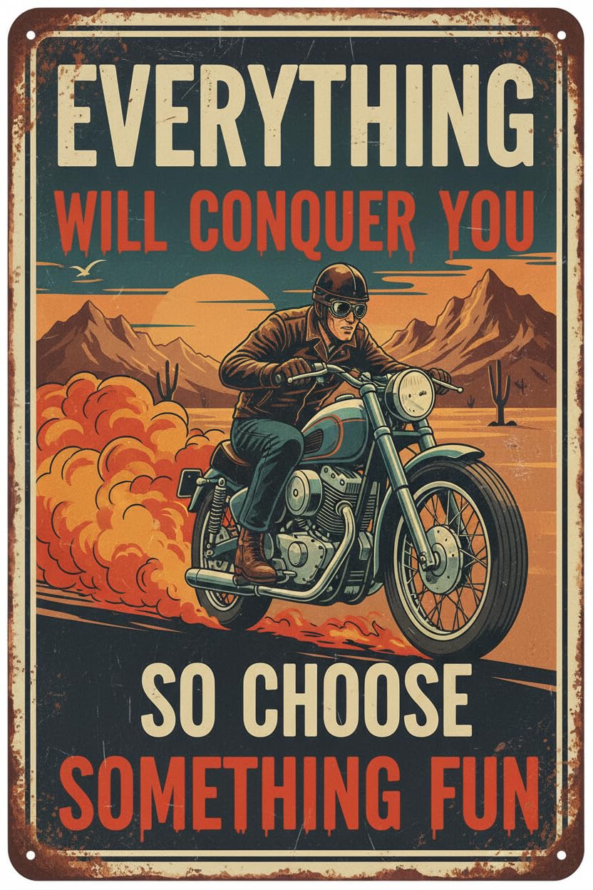 Motorcycle Everything Will Kill You Choose Fun Tin Sign, 8x12 Inch