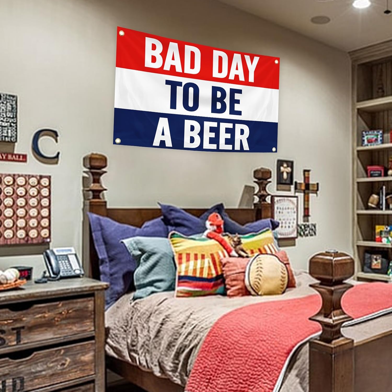 Bad Day To Be A Beer Flag Banner 3x5 Feet Tapestry with 4 Brass Grommets For College Dorm Room Man Cave Frat Wall Outdoor Indoor Decor - Image 3
