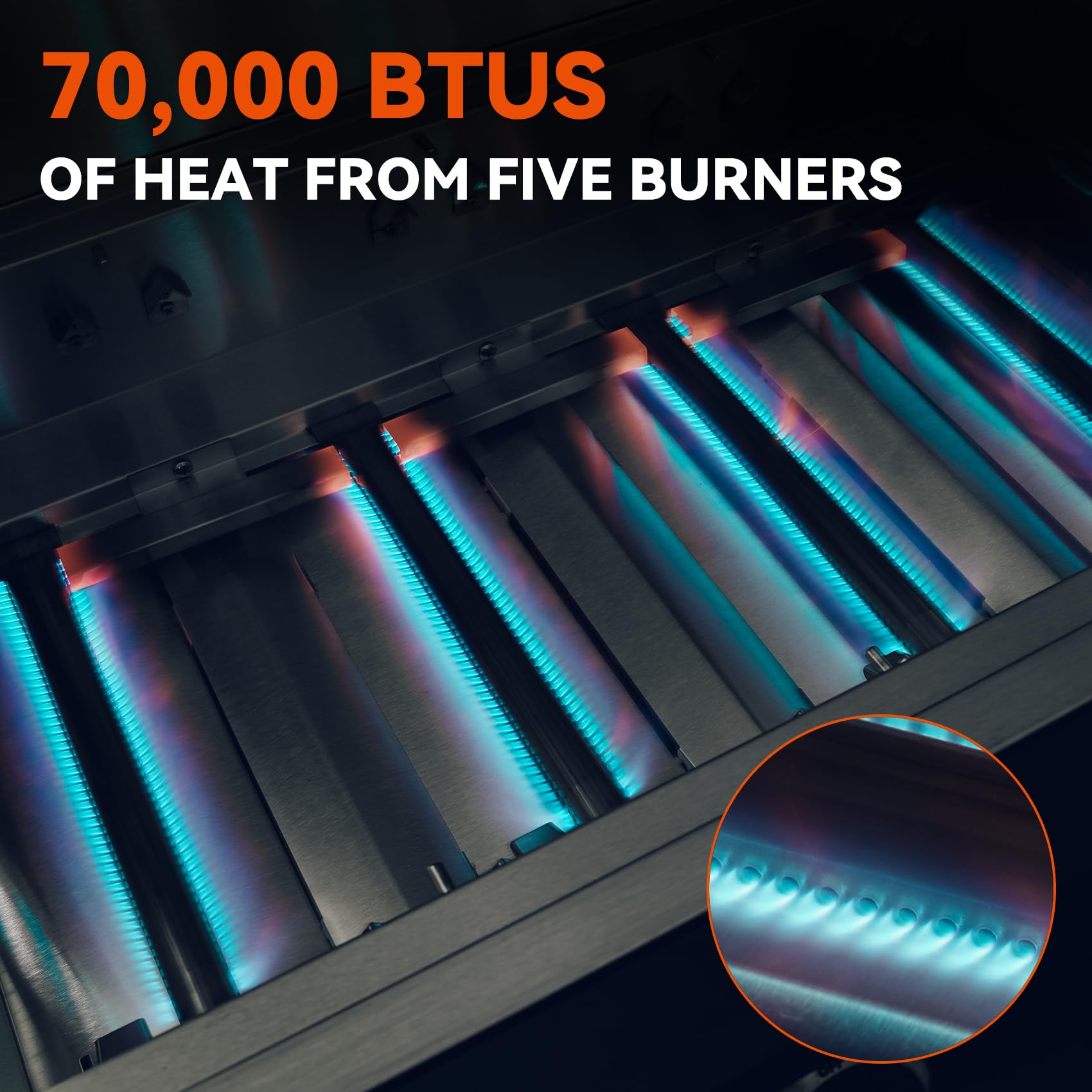 Hygrill - Parrilla integrada de 40 pulgadas para propano líquido, de acero inoxidable, para cocina al aire libre, 5 quemadores, color negro 3