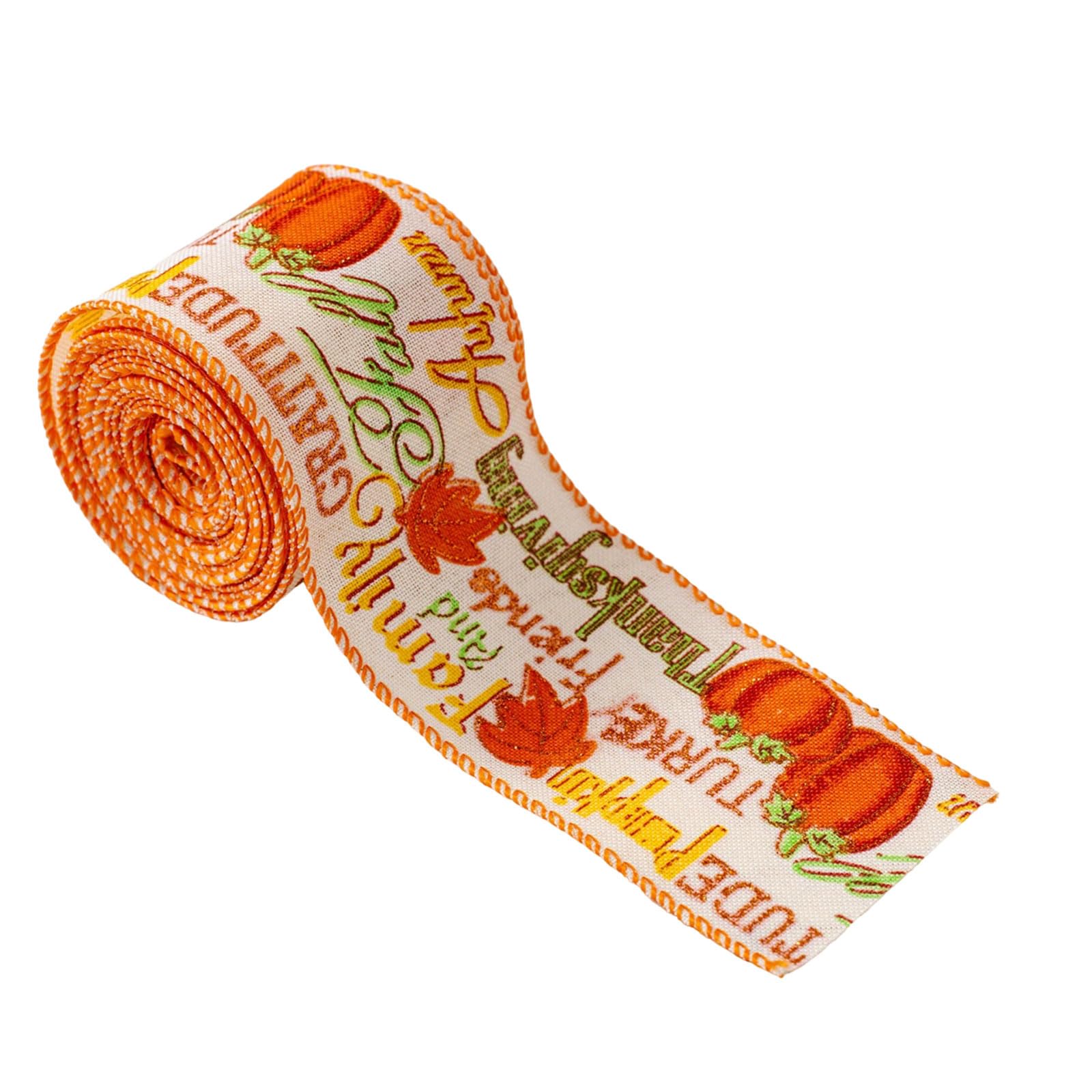 Kalttoy Thanksgiving Craft Ribbons Decorative Maple Pumpkin Patterns Decoration 5 Yards for Thanksgiving Halloween Party Craft Bulk
