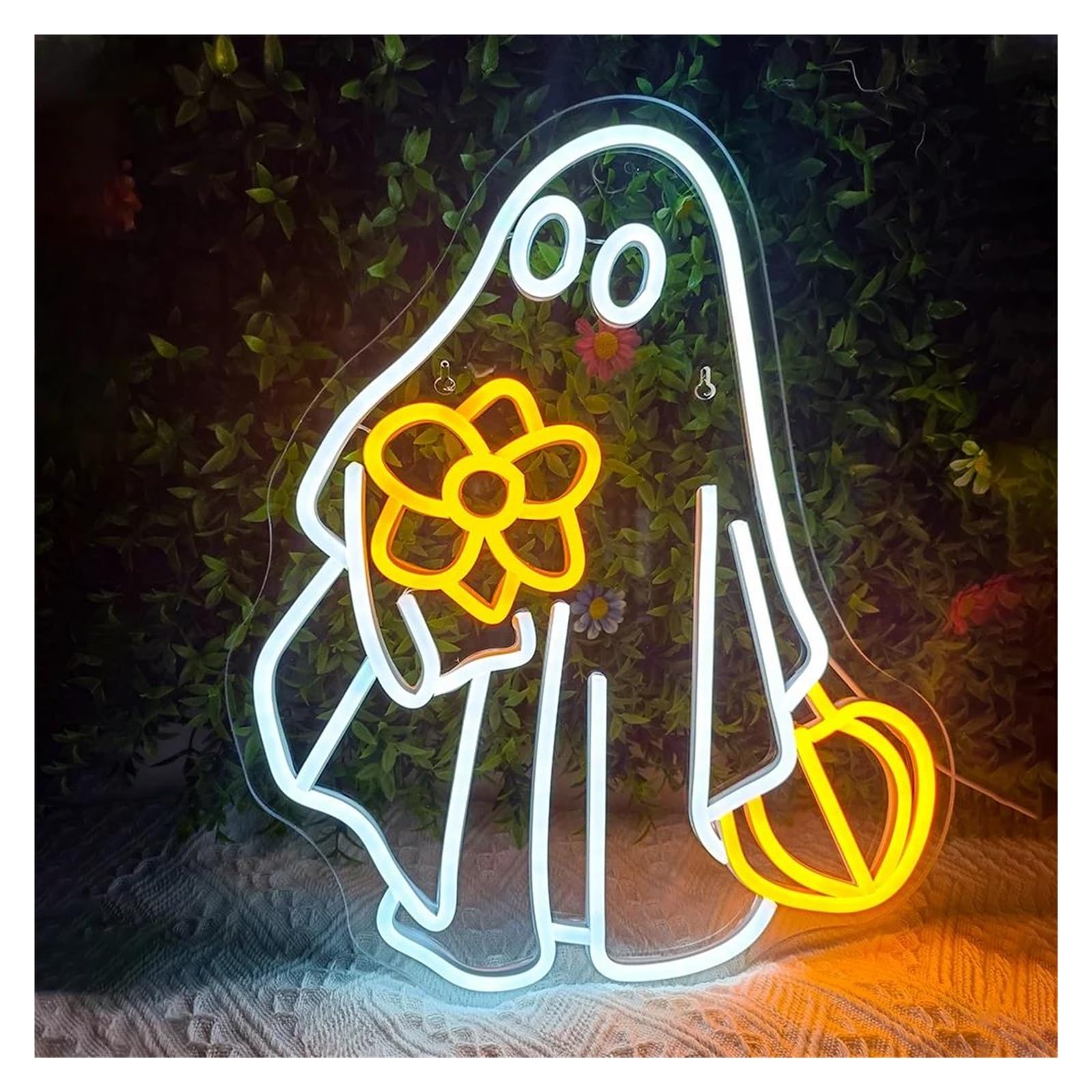 SHOUXI Sign Lamp Ghost Pumpkin Neon Sign Wall Decor Light for Living Room Bedroom Party Bar Club Dimmable Lamp(A)