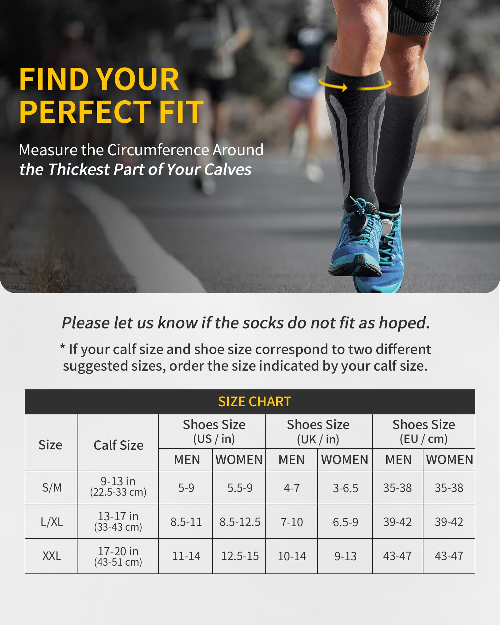 CAMBIVO Medias de Compresion Mujer y Hombre 3 Pares, Calcetines Compresion, Medias Compresivas para Running, Deporte, Ciclismo, Futbol, Volar, Trotar, Viajar