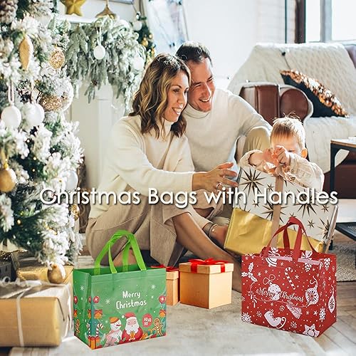 Miniatura 4 de 12 bolsas de Navidad grandes de regalo de Navidad con asas, bolsas multifuncionales no tejidas de Navidad para fiestas de eventos de Navidad, 6