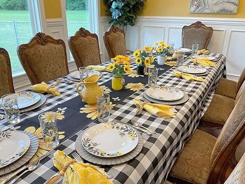 Miniatura 26 de Camino de mesa a cuadros de búfalo de 13 x 72 pulgadas, camino de mesa de Navidad a cuadros rojos y negros, camino de mesa a cuadros para cenas