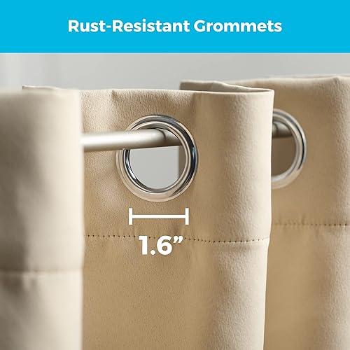 Miniatura 10 de Linenspa Juego de 2 paneles de cortinas 100% opacas cortinas negras de 108 pulgadas de largo aislamiento térmico, reducción de ruido