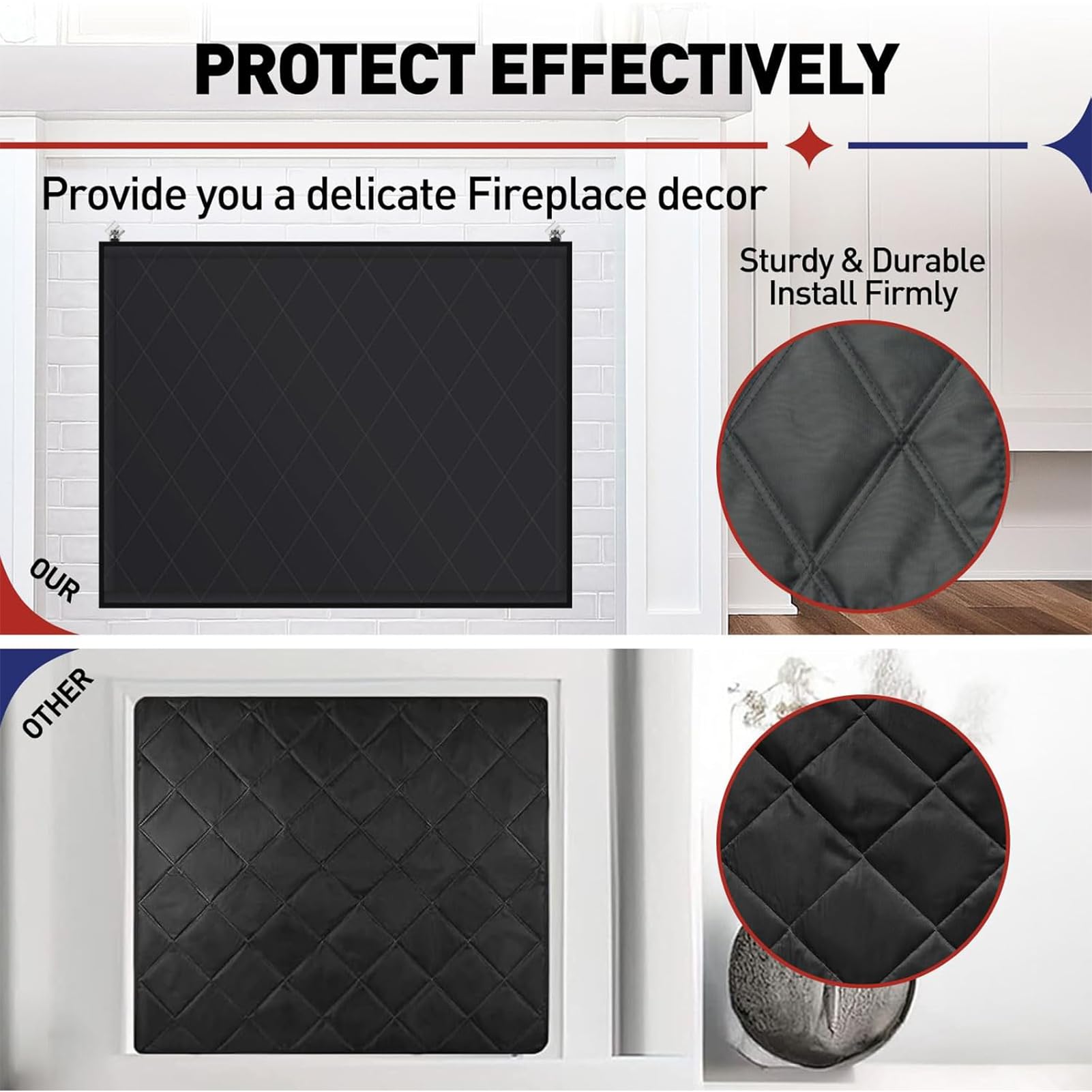 Blocca spifferi per caminetto, copertura magnetica per caminetto | Coperture per bocchette per caminetti da interni | Tappo decorativo per, copertura magnetica per da interno