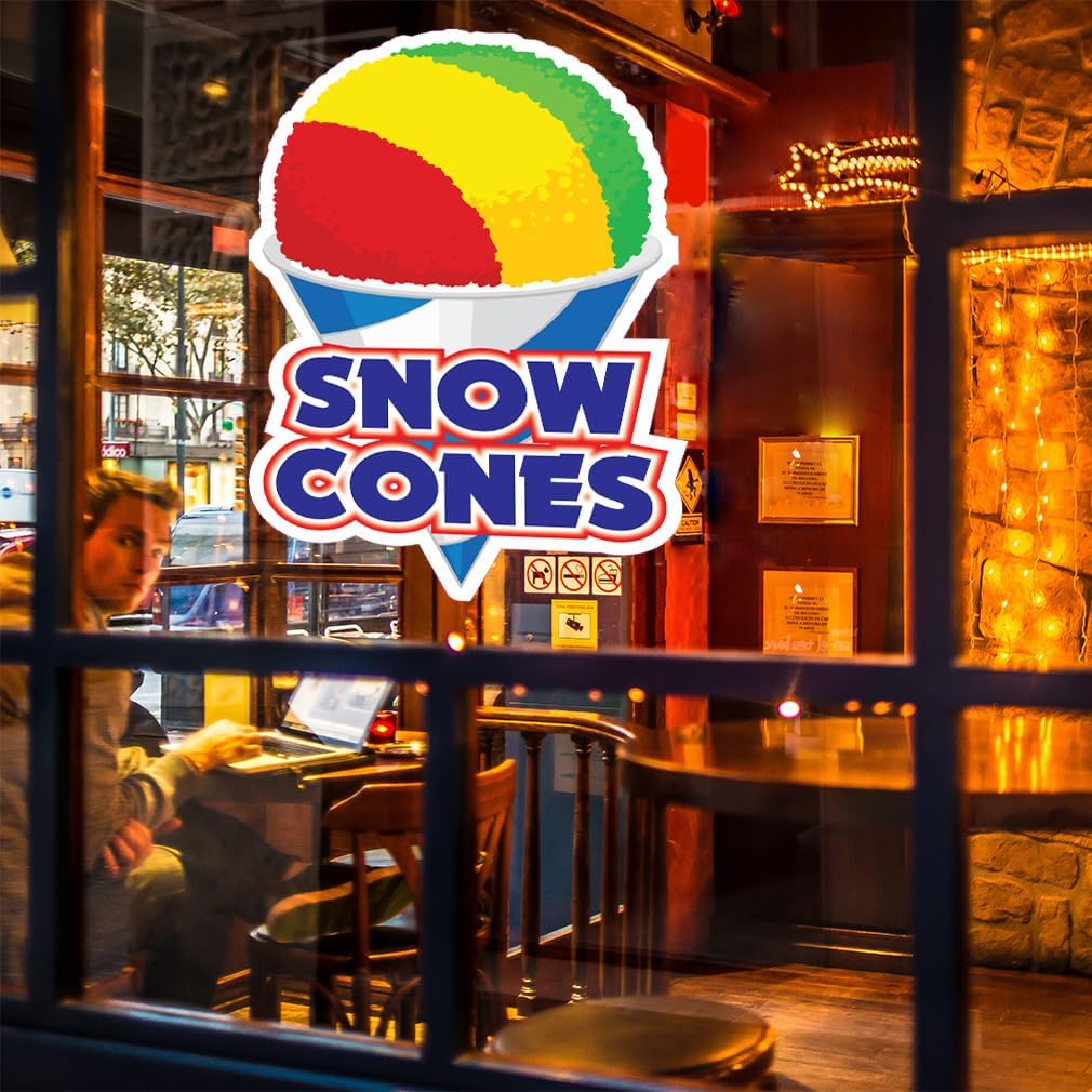 Die-Cut Sticker Multiple Sizes Snow Cones Style N Retail Snow Cones Indoor Decal Concession Sign Blue - 24in Longest Side