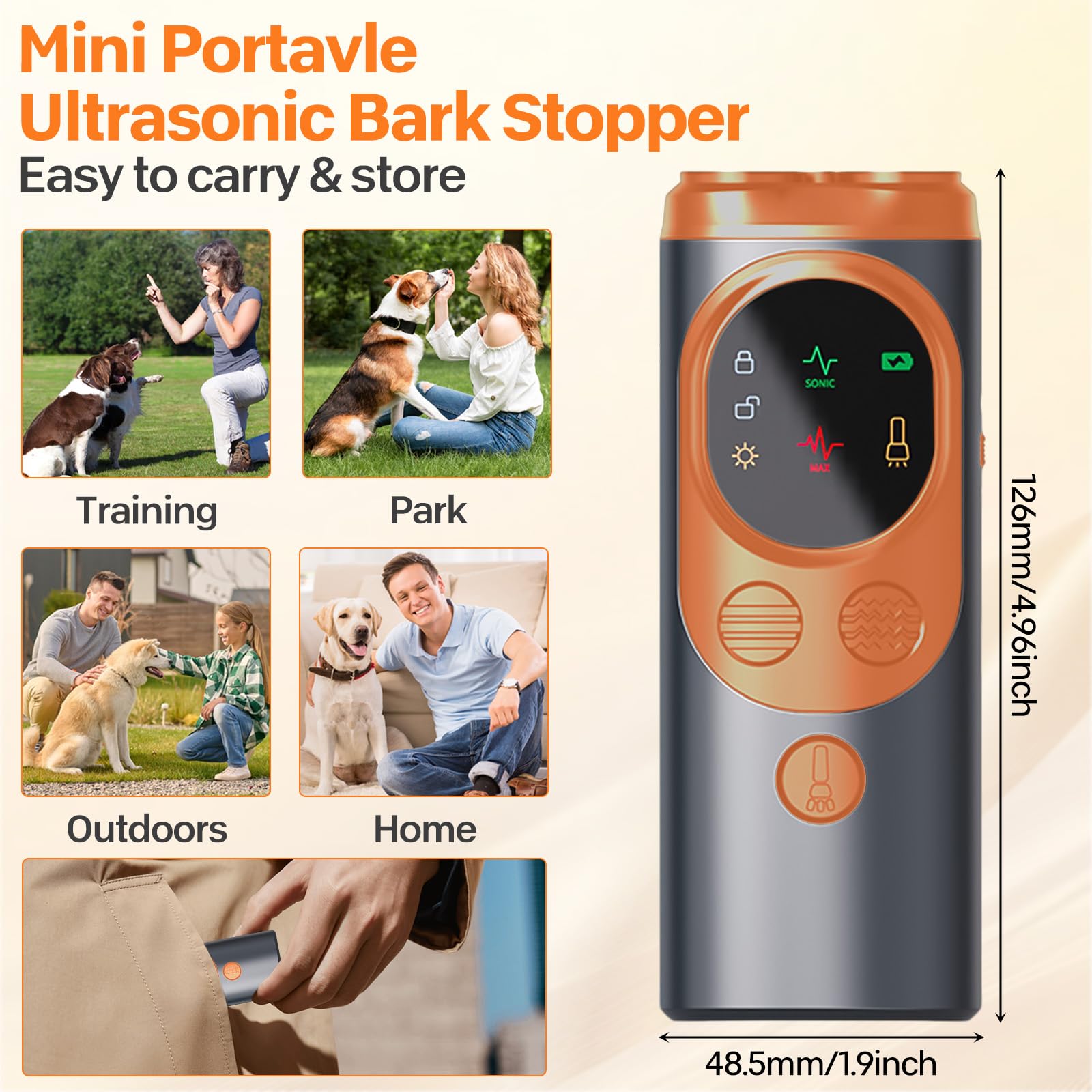 Ultrasonic Dog Barking Device,Anti Barking Device For Dogs,Barkshield With Lcd Screen And 3 Control Modes,Used To Stop Bad Dog Behavior,Device With A Range Of Up To 35 Ft For Indoor And Outdoor Use - Image 2