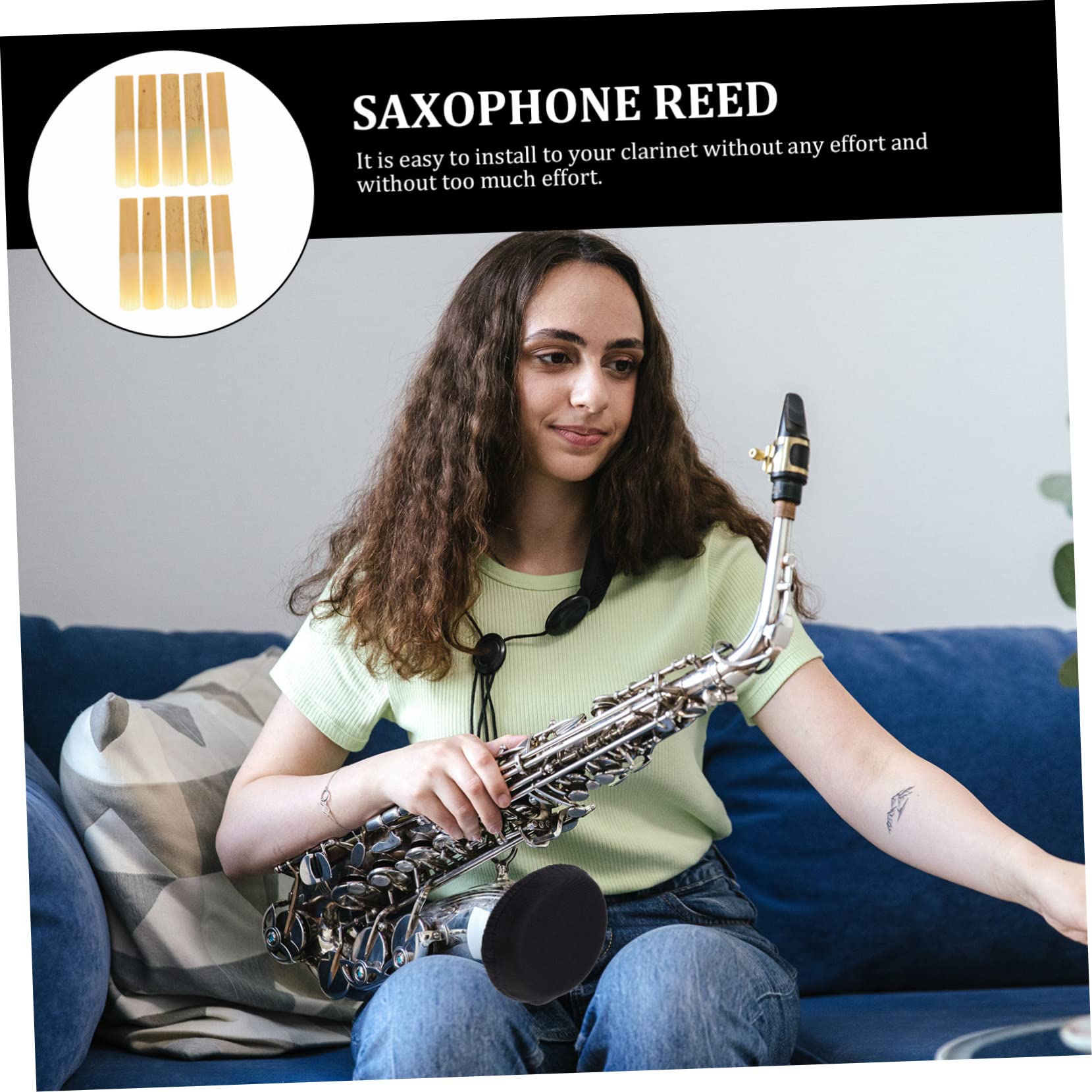 SHOWERORO 50piezas Cañas De Saxofón y Clarinetes Fuerza Accesorios Musicales Compactos y Ligeros Perfectos Para Actuaciones y Práctica