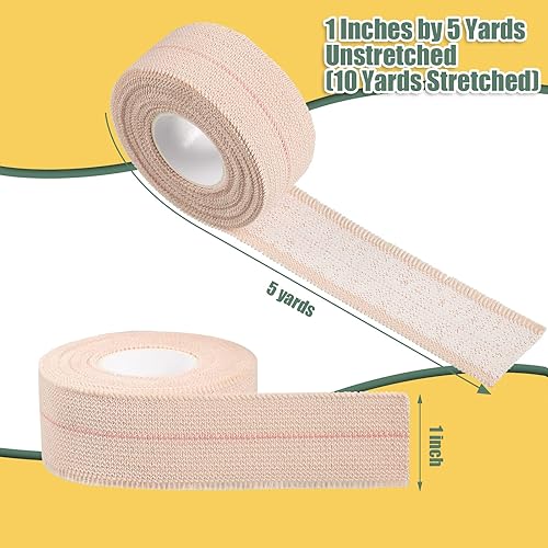 Miniatura 2 de 2 rollos de cinta elástica adhesiva para vendajes elásticos flexibles para esguinces deportivos de tobillo, rodilla y muñeca (beige, 1 pulgada de