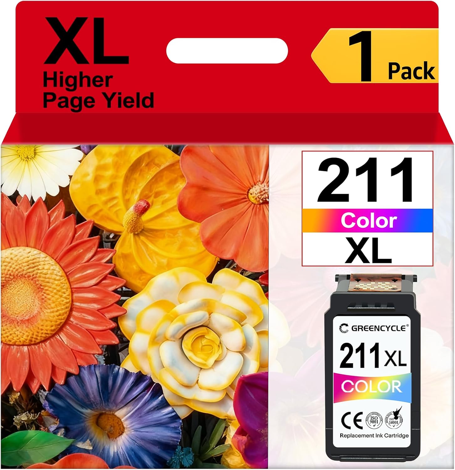 greencycle Remanufactured 211XL High Yield Ink Cartridge Compatible for Canon CL 211XL Used in PIXMA MP495 IP2702 MP250 MP280 MP480 MP490 MP499 MX330 MX340 MX350 Printer(1 Pack, Black)