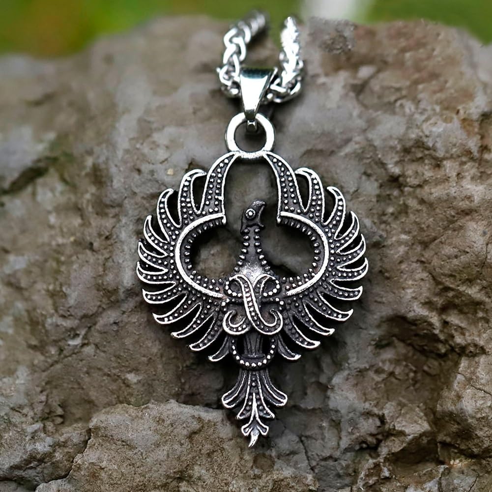 Phoenix Pendant Necklace - Men Women Stainless Steel Vintage
