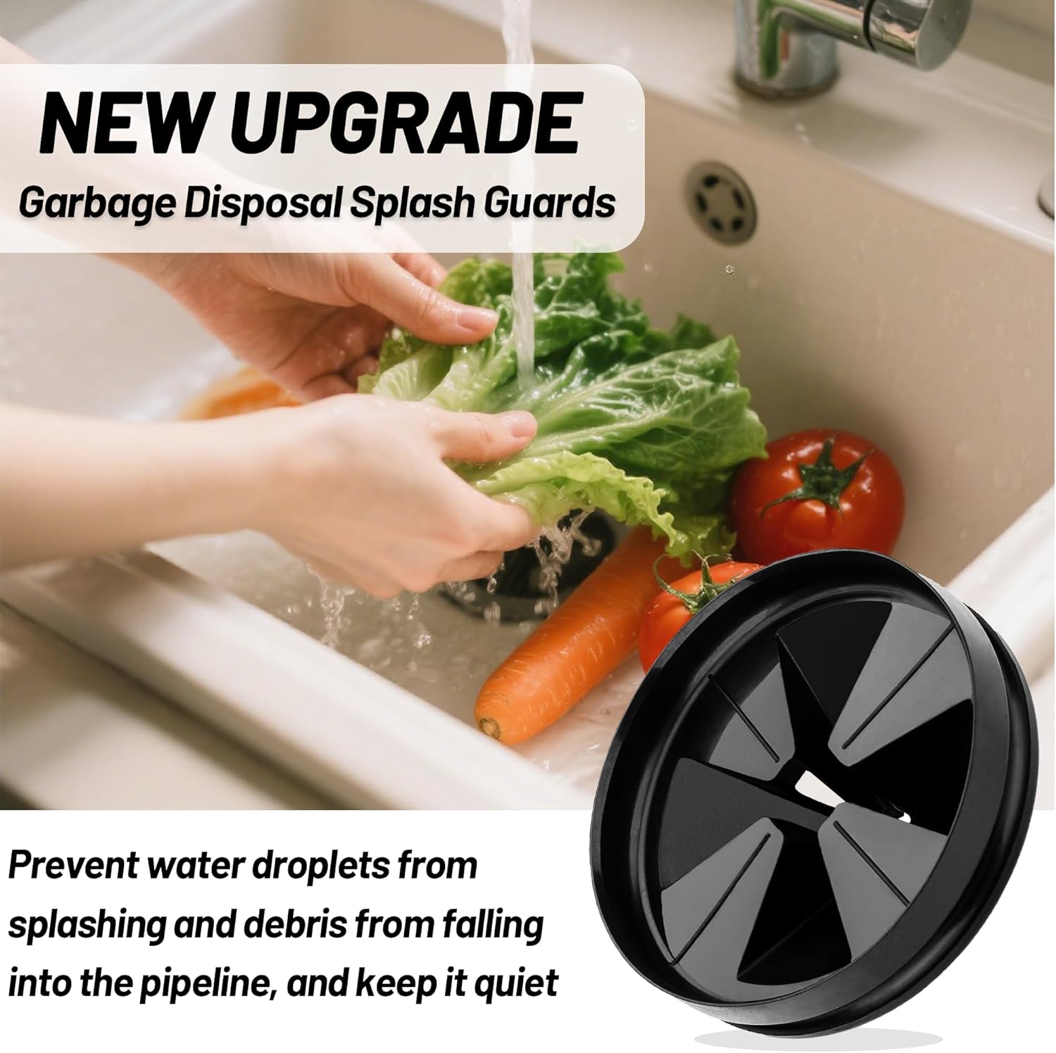 3 3/8" Garbage Disposal Splash Guard QCB-AM for Insinkerator Evolution Series, Removable Quiet Sink Rubber Drain Insert, 2026 New Design Garbage Disposer Accessories by Katewei