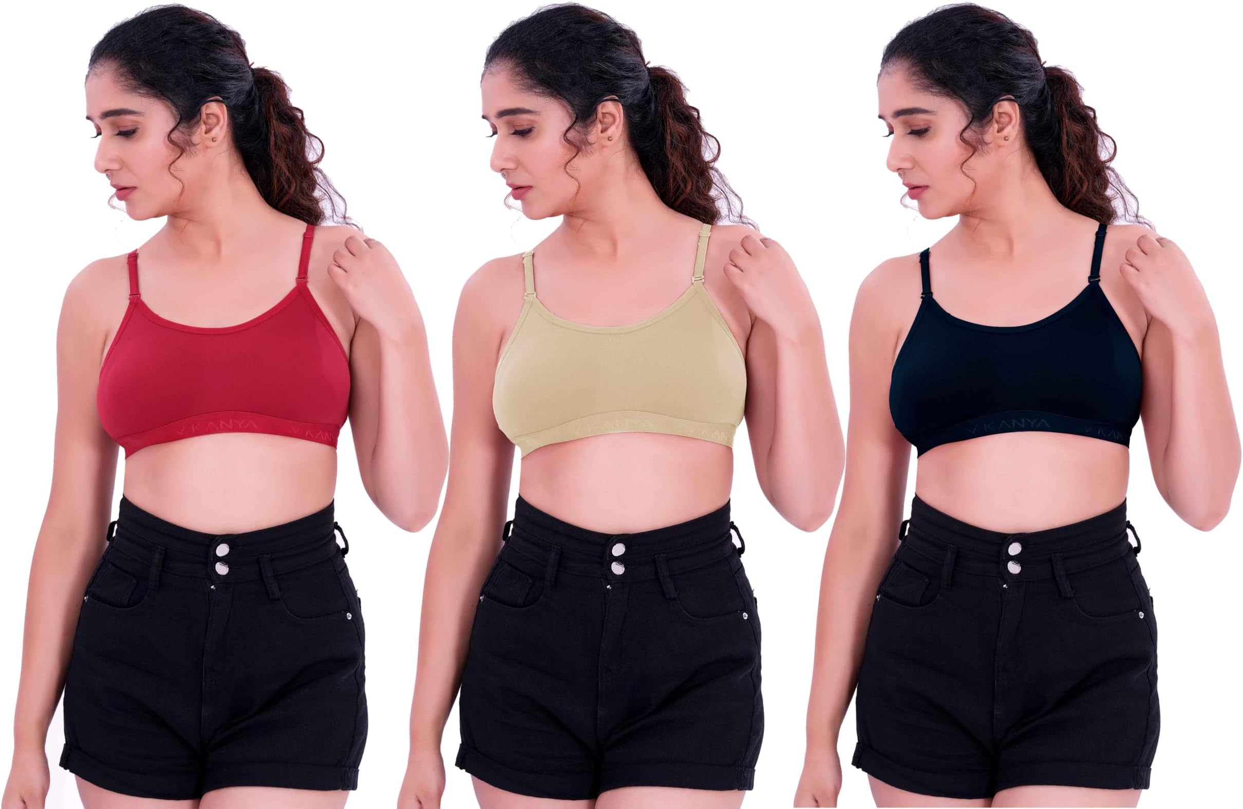 JESSINon-Padded Wirefree Full Coverage Bra, Super Lift, Pack of 3, Available in 12 Colors, Sizes 30-40
