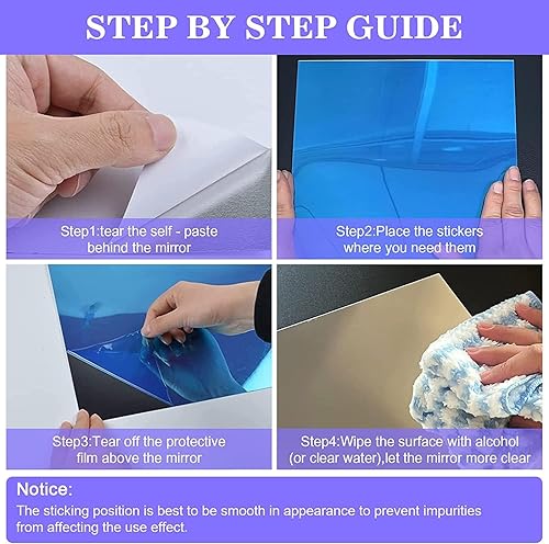 Miniatura 4 de YVPSI 12 azulejos de espejo acrílicos autoadhesivos de 8 x 6 pulgadas, pequeños espejos sin marco, hojas de espejo flexibles, calcomanías de pared,